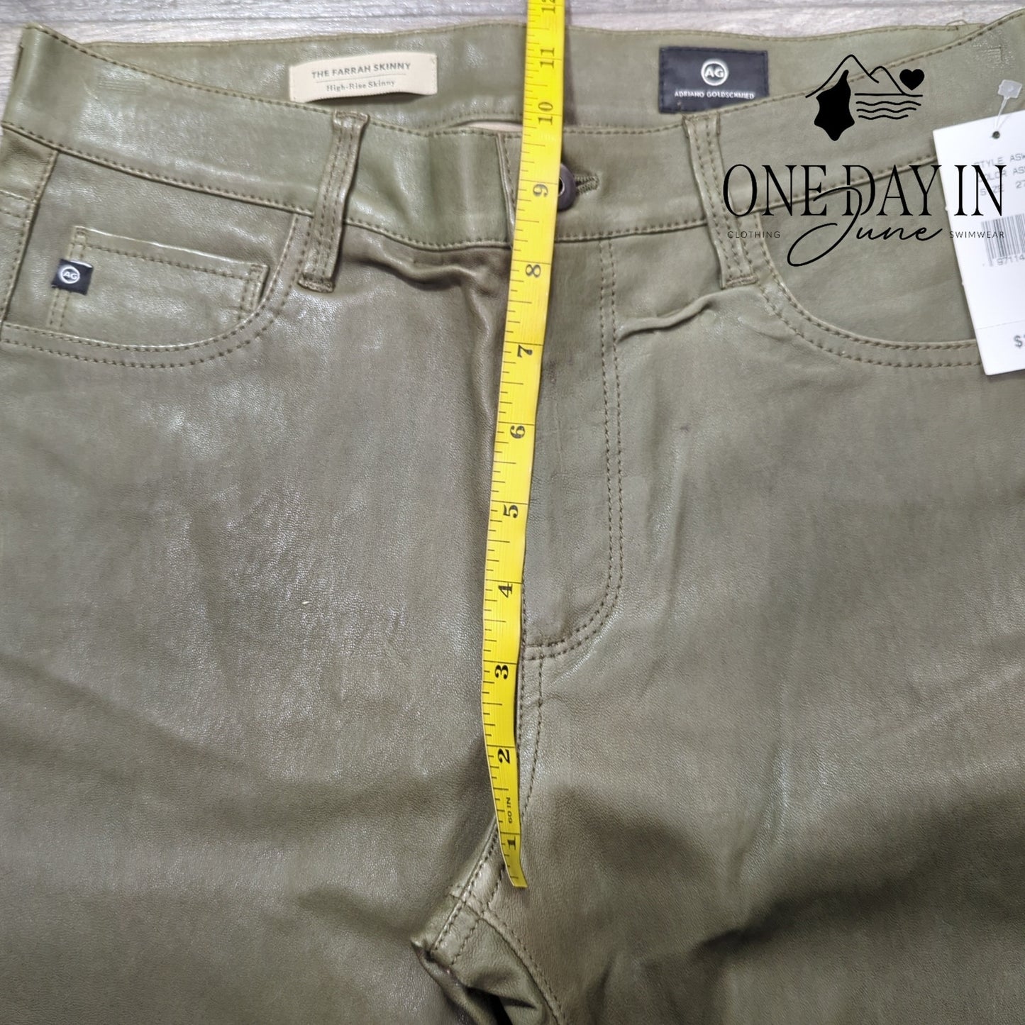 Adriano Goldschmied The Farrah High Rise Faux Leather Skinny Jeans Size 27 (4)