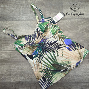 Island Escape Palm Springs Tahiti Ruffle Tankini Top Tropical NWT Size 6