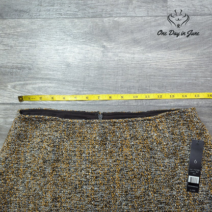 Nic + Zoe Tweed A-Line Mini Skirt Mustard Gray Black Lined NWT Size 6