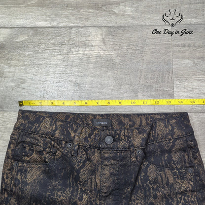 Express Mid Rise Skinny Jeans Black Gold Metallic Animal Print Size 6S