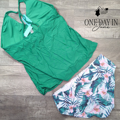 Yonique Plus Size Twist Front Tankini Swimsuit Size 20W