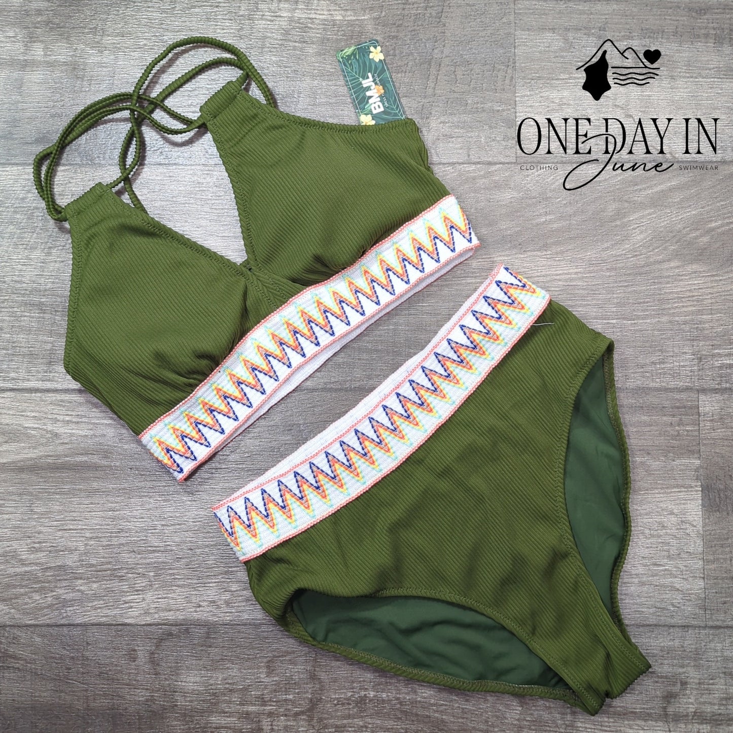 Blooming Jelly Ribbed High Waist Bikini Swimsuit Size L