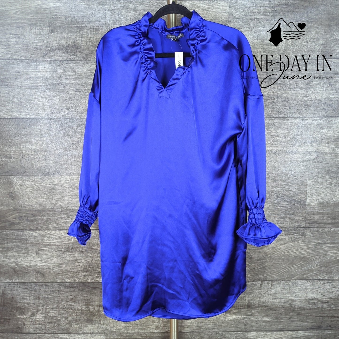 Boho Chic Long Sleeve Mini Shirt Dress Size S