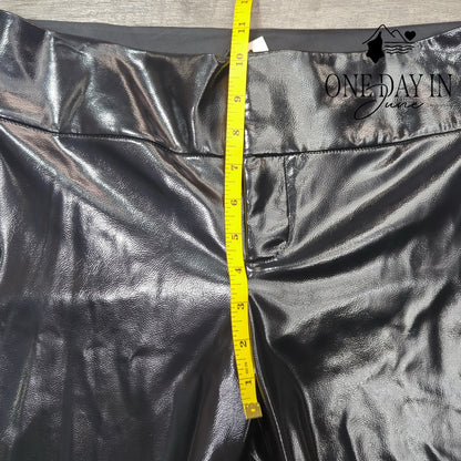 Alice + Olivia Faux Leather Bootcut Pants Black High Gloss NWT Size 8