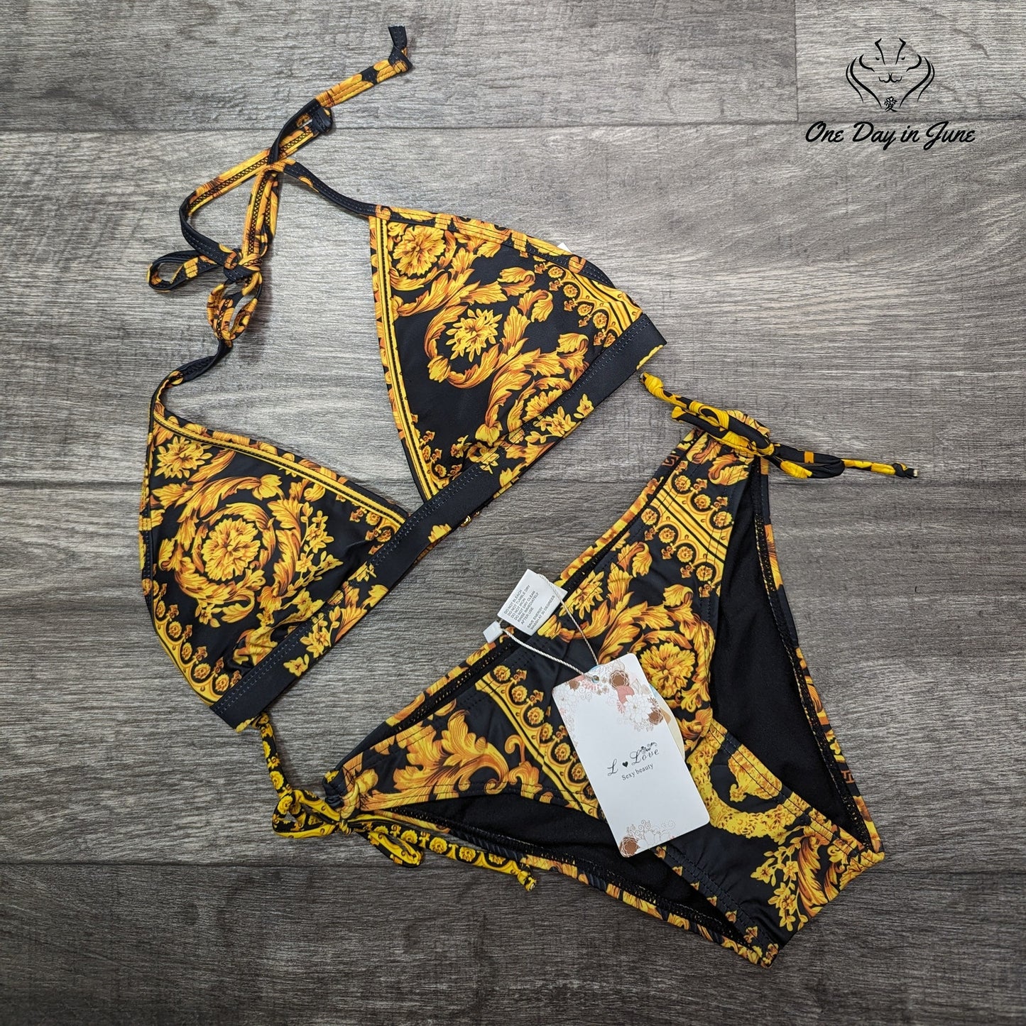 Fokulunda Halter String Bikini Swimsuit Size M