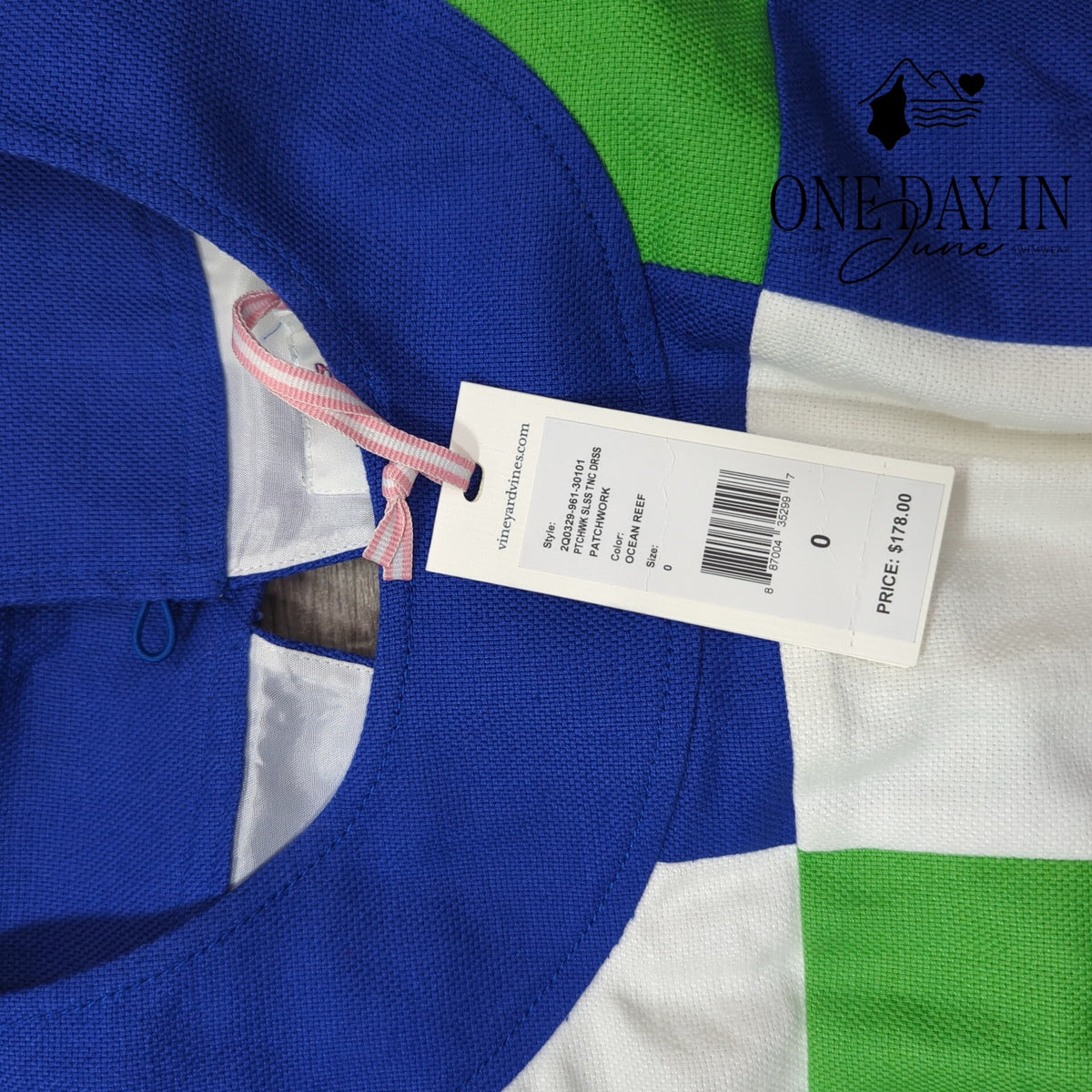 Vineyard Vines Patchwork Sleeveless Dress Blue Green White NWT $178 Size 0