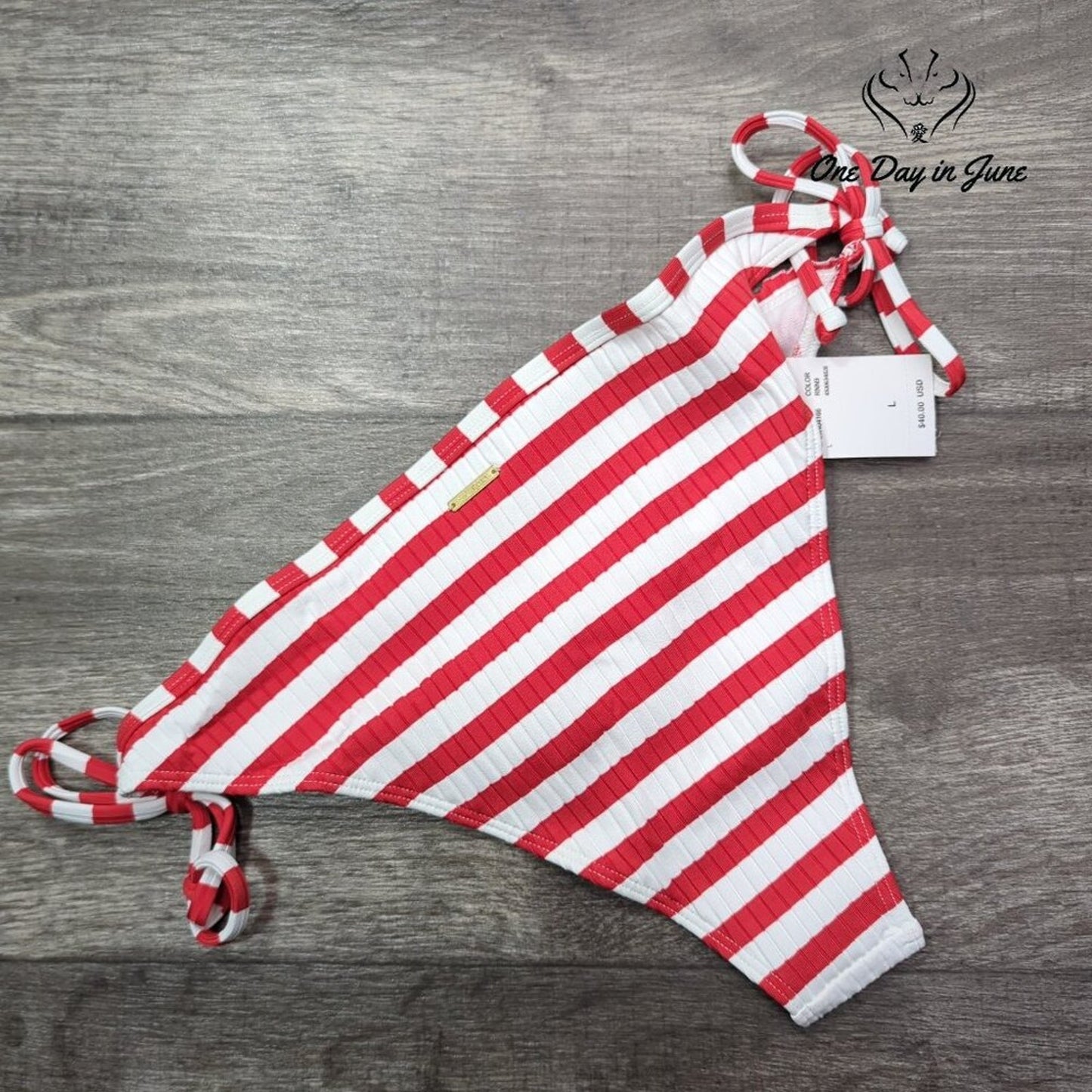 Roxy Hello July Tie Side Bikini Bottom Size L