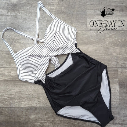 Eomenie Cross Front Cut Out One Piece Swimsuit Size M