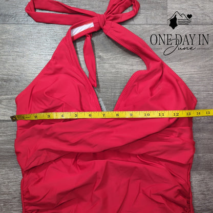 Aleumdr Halter Cross Front One Piece Swimsuit Size M