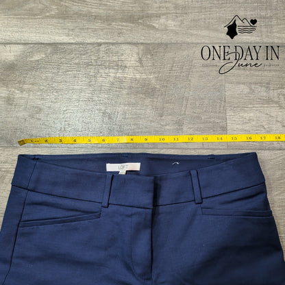Loft Marisa Riviera Crop Pants Navy Blue Slim Straight NWT Size 6