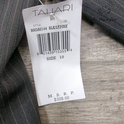 Tahari Pinstripe Blazer Black Light Pink Single Button Career Jacket NWT Size 10