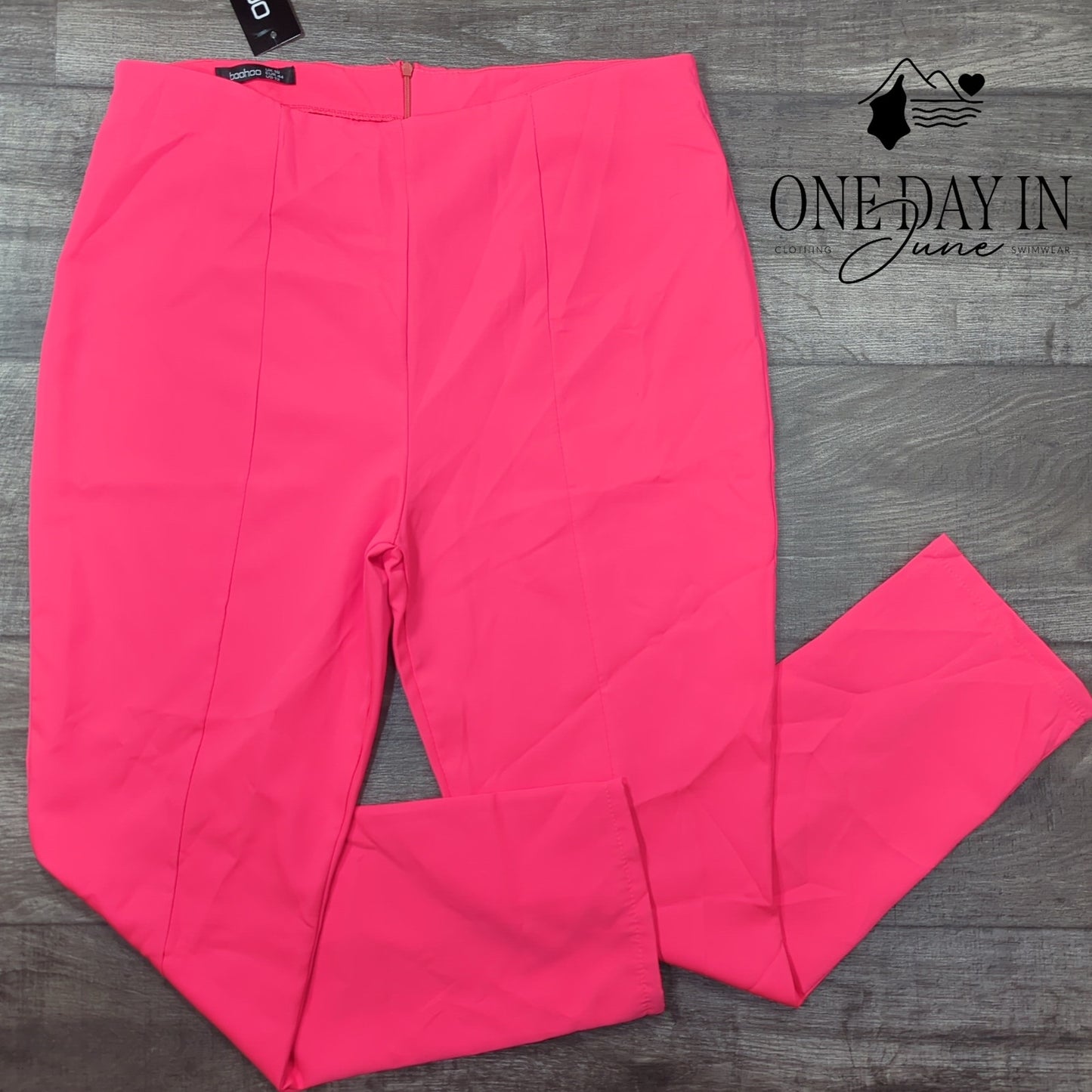 Boohoo Neon Split Front Tailored Trouser Pants Size 12