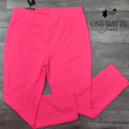 Boohoo Neon Split Front Tailored Trouser Pants Size 12