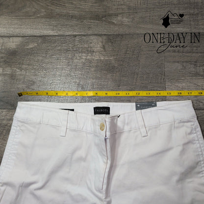 Talbots Perfect Crop Pants White Slim Leg Stretch NWT Size 12P