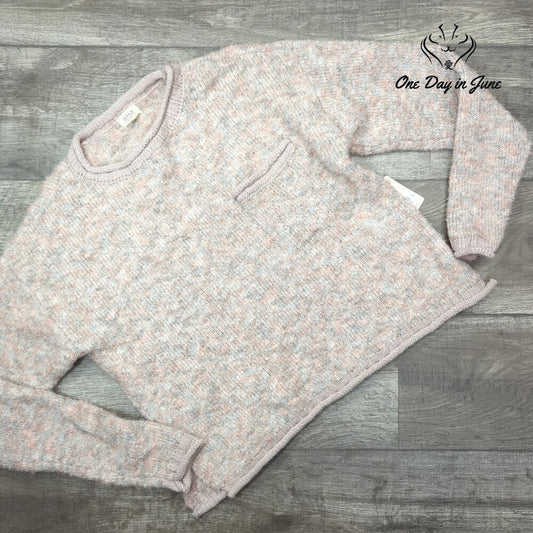 a.n.a Blush Heather Pull over Long Sleeve Sweater Size S