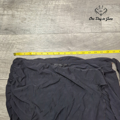 Good American Mesh Side Tie Mini Skirt Black Sheer Ruched Size XL