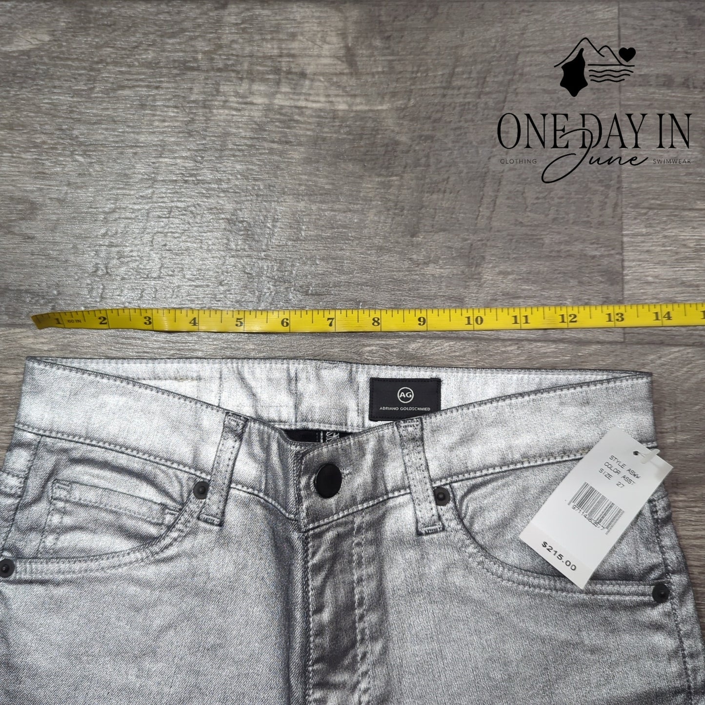 AG Adriano Goldschmied Coated Denim Straight Leg Jeans Size 27 (4)