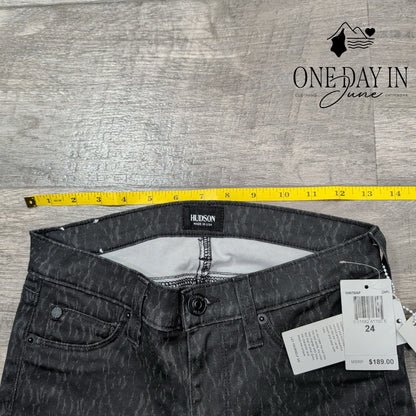 Hudson Krista Super Skinny Jeans Black CHPL Pattern NWT $189 Size 00 (24)