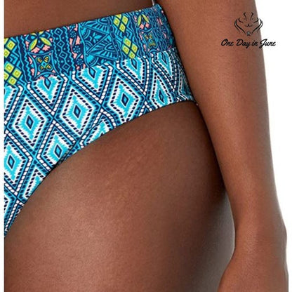 Coastal Blue Geometric Bikini Bottom Swimsuit Size M (8-10)