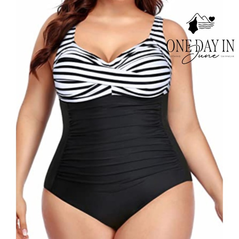 Yonique Plus Size Twist Front One Piece Swimsuit Size 28W