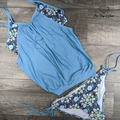 Century Star Floral Padded Tank Top Bikini Size XXL