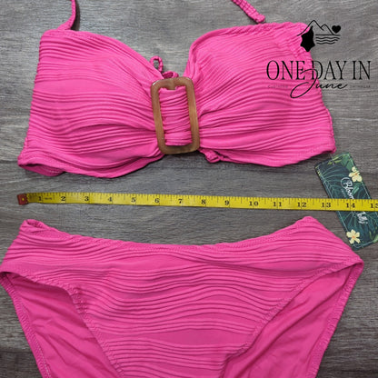 Blooming Jelly Textured Halter Bikini Swimsuit Size L