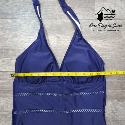 Tempt Me Halter V Neck One Piece Swimsuit Size M