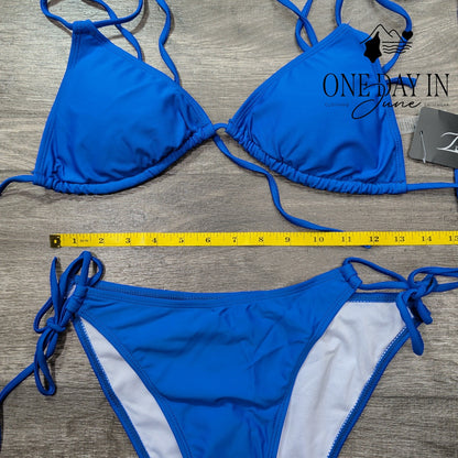 Zuobango Adjustable Triangle Halter Tie Side Bikini Swimsuit Size M
