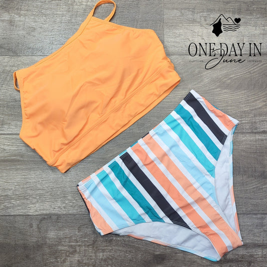 CharmLeaks High Waist Crop Bikini Swimsuit Size XL