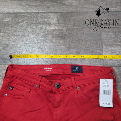 AG Adriano Goldschmied The Prima Cigarette Leg Jeans Red NWT Size 4 (27)