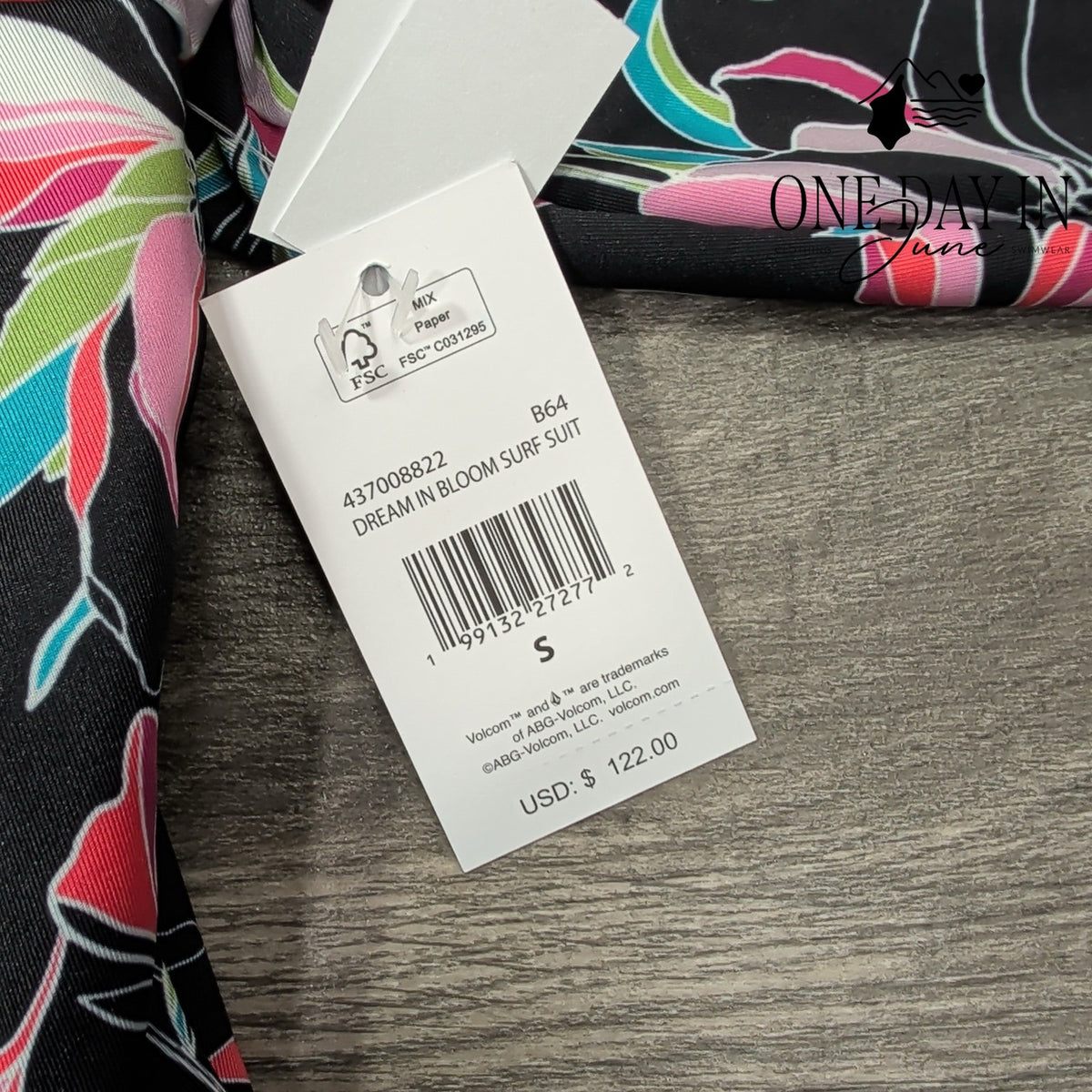 Volcom Dream In Bloom Long Sleeve Rash Guard One Piece Swimsuit NWT Size S