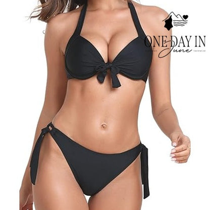 Colloyes Underwire Push Up Tie Side Bikini Swimsuit Size S