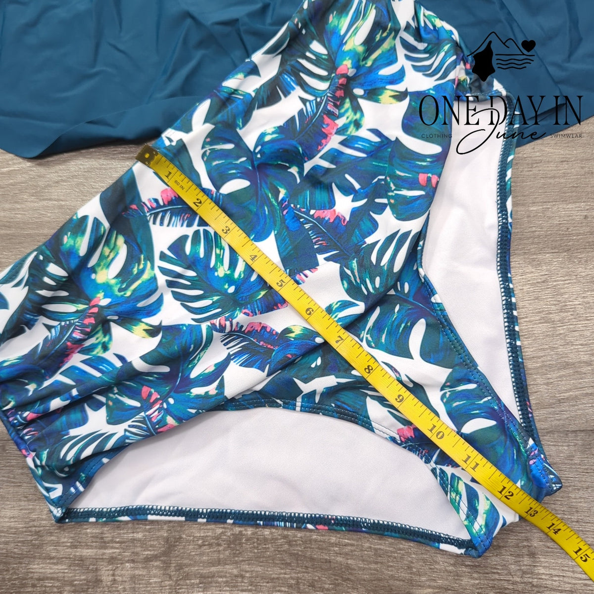Adisputent Flounce Tankini High Waist Tropical Bikini Swimsuit Teal NWT Size XL