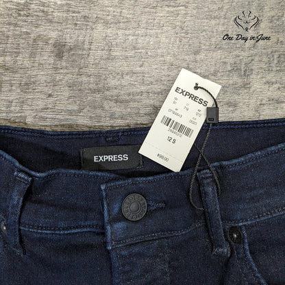 Express High Rise Skinny Jeans Dark Indigo Blue Stretch NWT Size 12/S