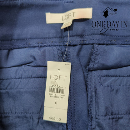 Loft Marisa Riviera Crop Pants Navy Blue Slim Straight NWT Size 6