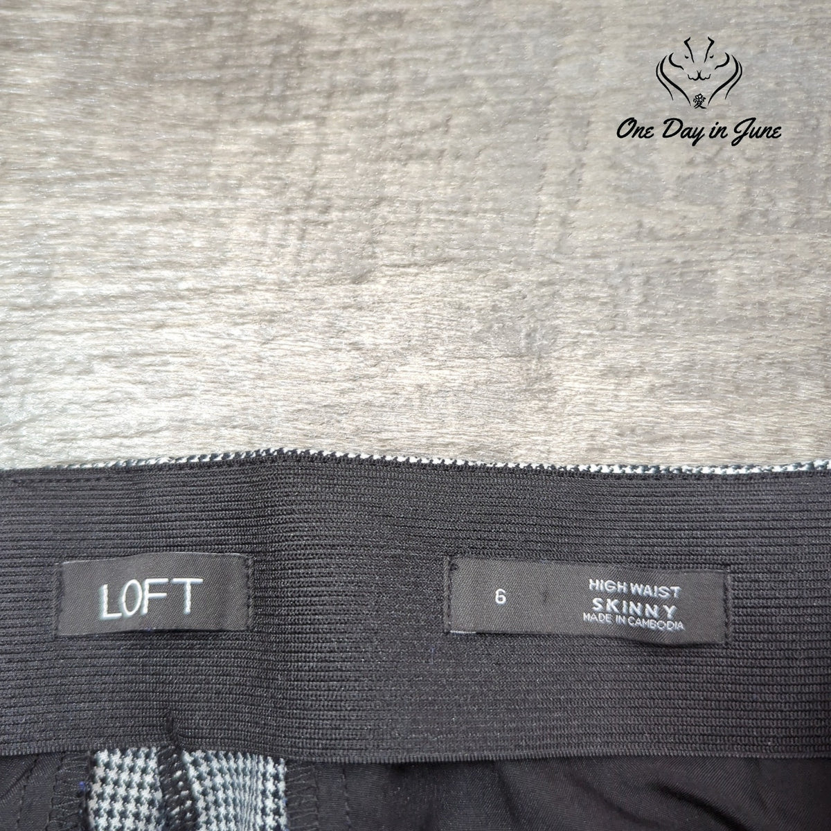 Loft High Waist Skinny Pants Black White Houndstooth Check Size 6