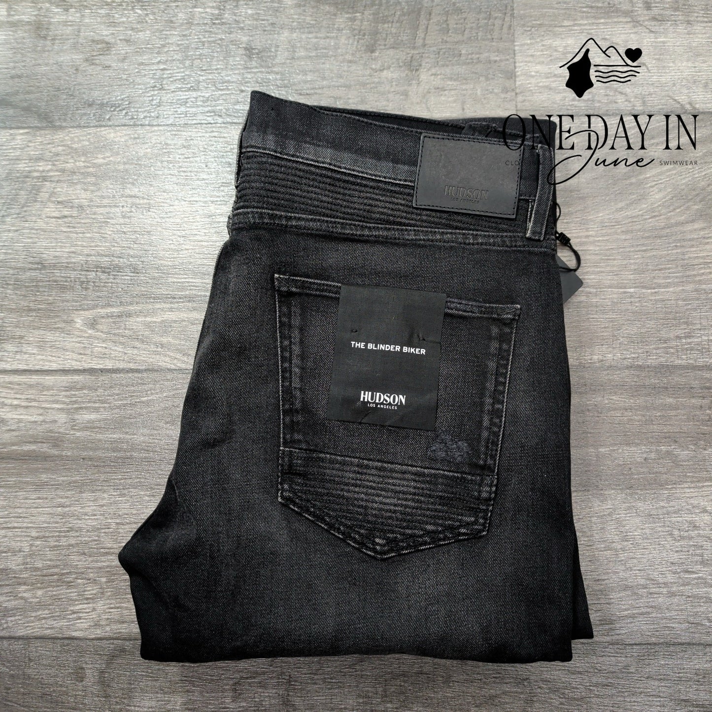 Hudson Blinder Biker Jeans Black Distressed Moto Skinny NWT $295 Size 32X34