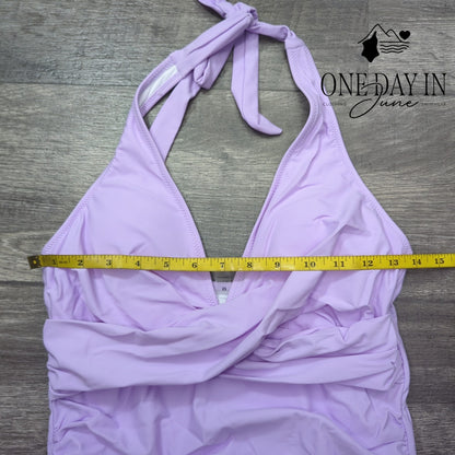 Suuksess Cross Front Halter One Piece Swimsuit Lavender NWT Size M