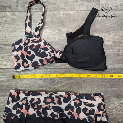 ODIJ Colorblock Leaopard Bikini Swimsuit Size S