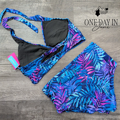 Yonique Plus Size Halter High Waist Bikini Swimsuit Size 14W