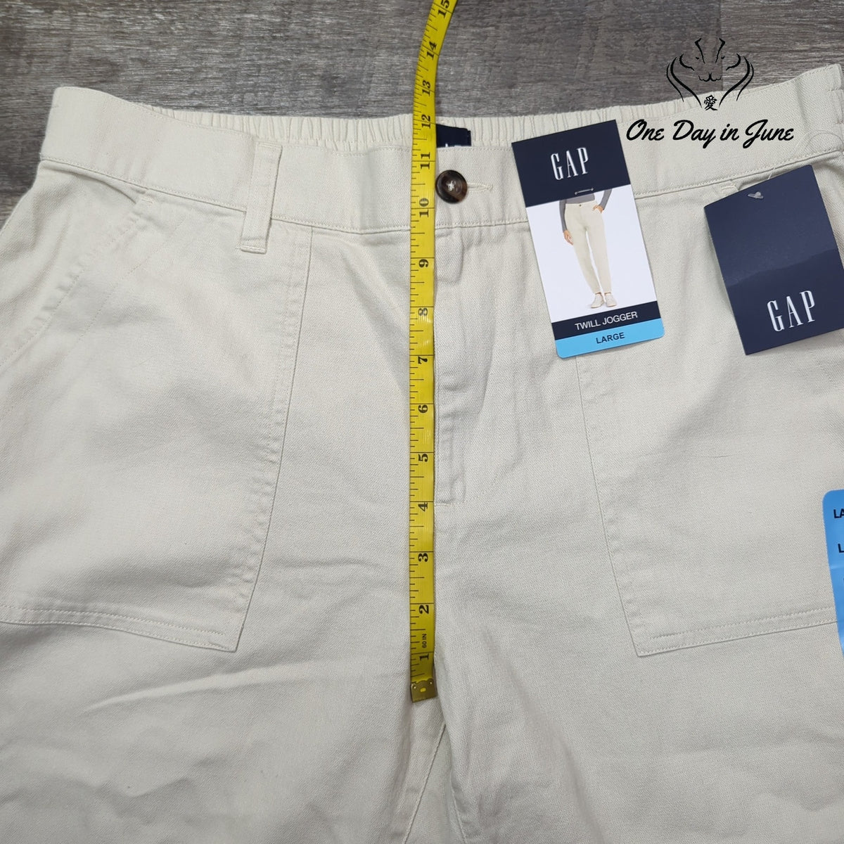 Gap Twill Jogger Pants Birch Cream Mid Rise NWT Size L
