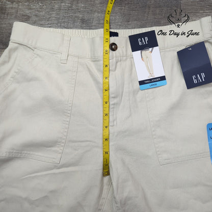Gap Twill Jogger Pants Birch Cream Mid Rise NWT Size L