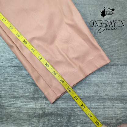 BlankNYC Faux Leather High Rise Pleated Tie Waist Pants Peach Pink NWT Size 6