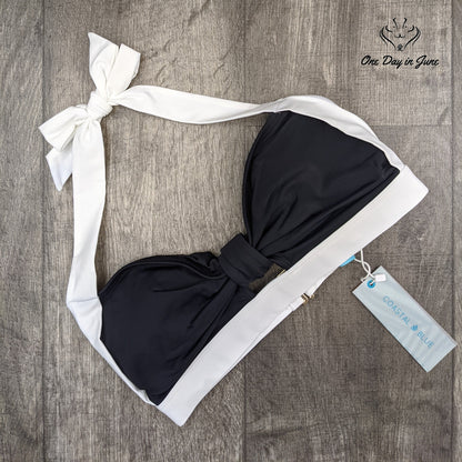 Coastal Blue Retro Halter Knotted Bikini Top Swimsuit Size S (4-6)