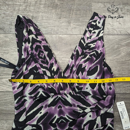 Bisou Bisou Michele Bohbot Tiered Bodycon Mini Dress Purple Black NWT Size 6