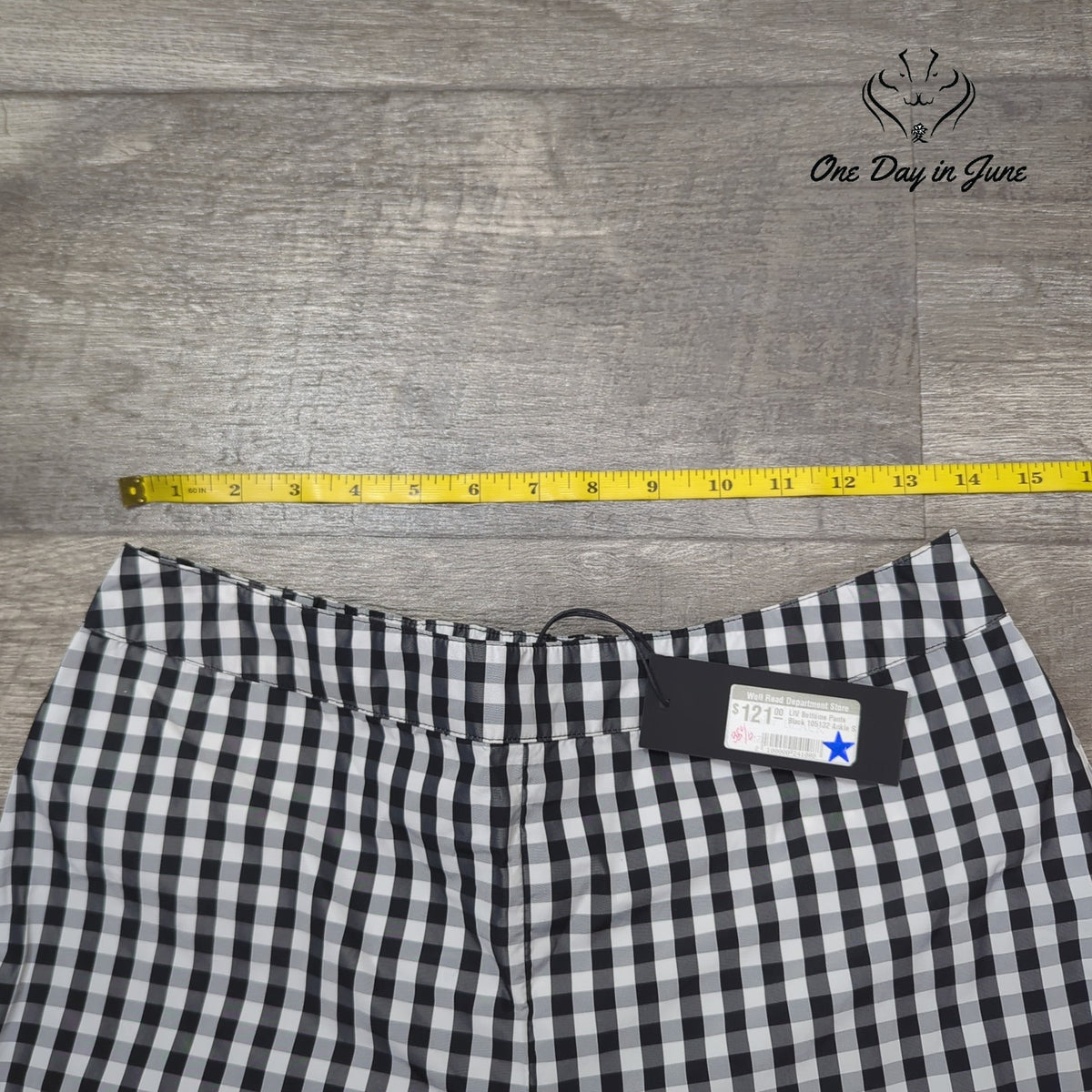 LIV Bottoms Pants Black White Gingham Check Ankle Straight Leg NWT Size S