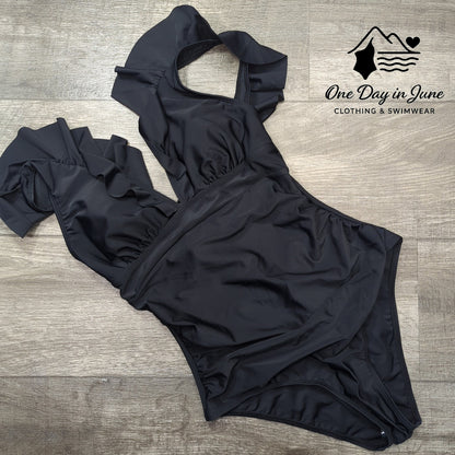 Cupshe Ruffle Shoulder Tummy Control One Piece Swimsuit Size M