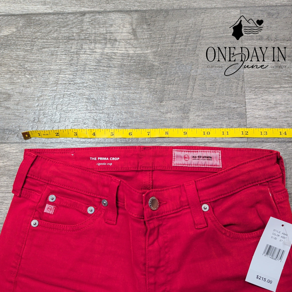 AG Adriano Goldschmied Prima Crop Cigarette Jeans Red Skinny NWT Size 4 (27)