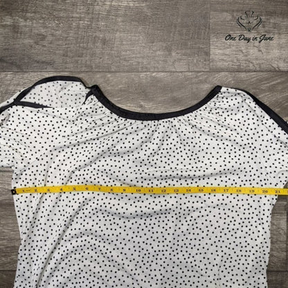 Jones New York Women's Polka Dot Cold Shoulder Long Sleeve Top Size M