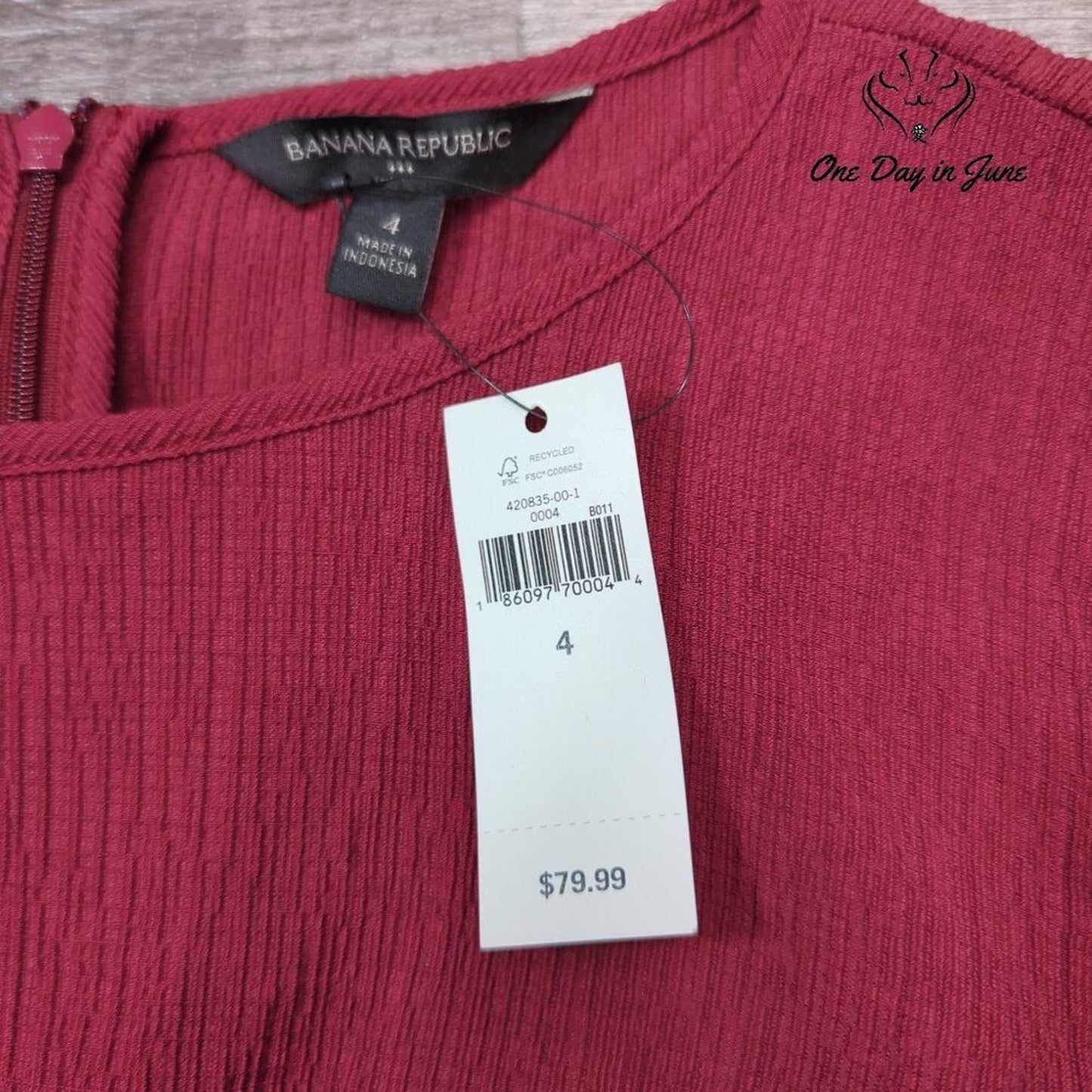 Banana Republic Mini Dress Berry Pink Ruffle Tie Waist NWT $79.99 Size 4